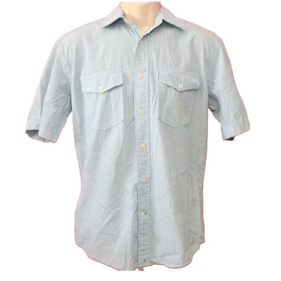 Tommy Hilfiger Blue Plaid 2 Pocket Button Front Shirt Medium - Picture 1 of 7